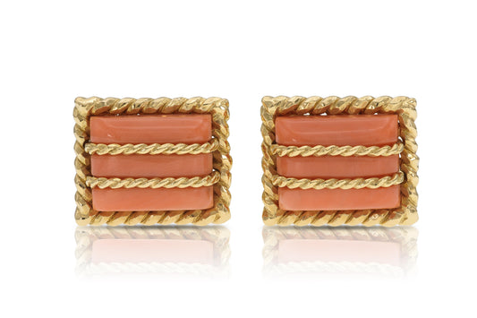 Vintage 1970s David Webb Coral Cufflinks