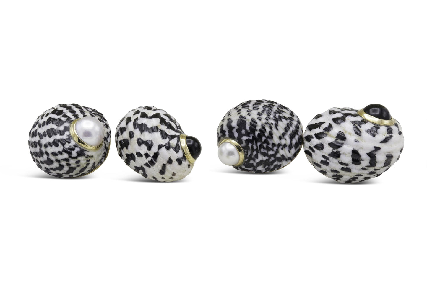 Seaman Schepps Trianon Enamel, Onyx and Pearl Shell Cufflinks