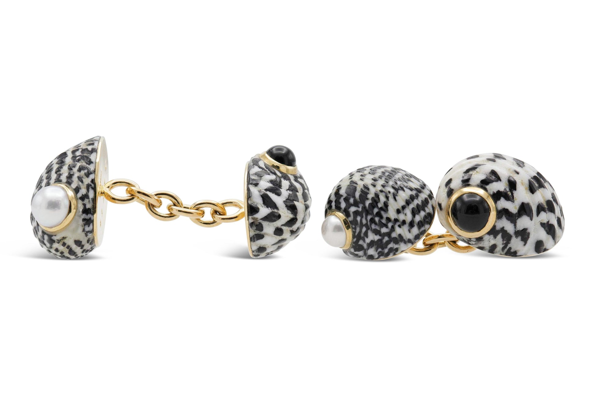 Seaman Schepps Trianon Enamel, Onyx and Pearl Shell Cufflinks