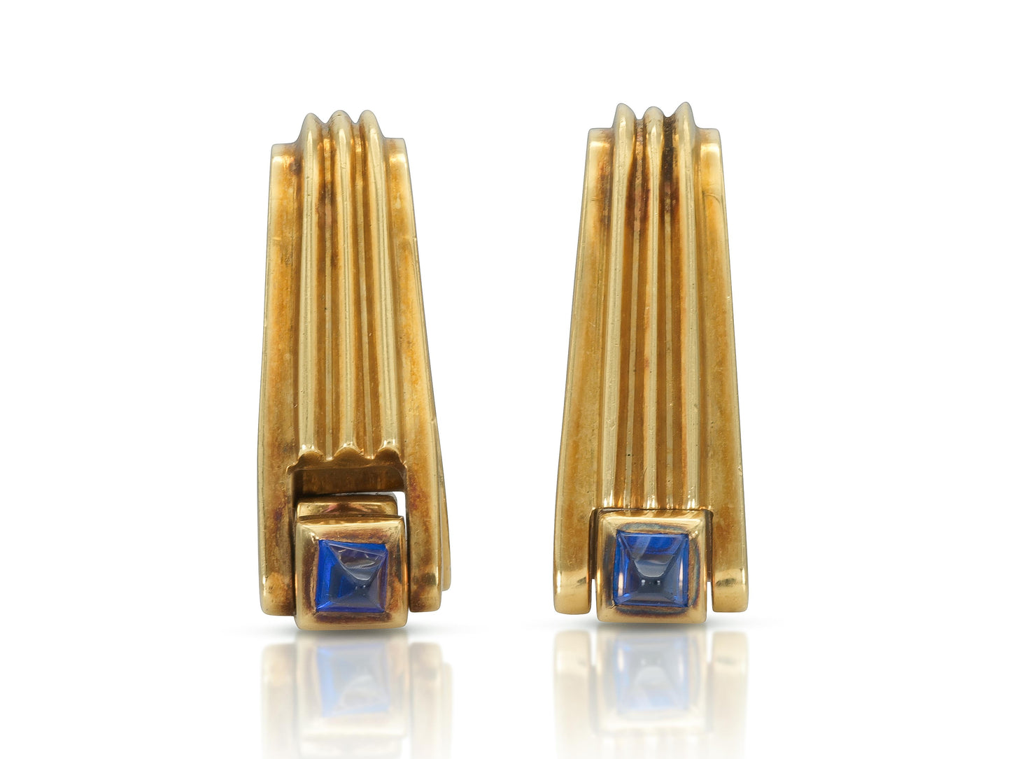 Vintage 1940s Retro Gold Cufflinks with Sapphires