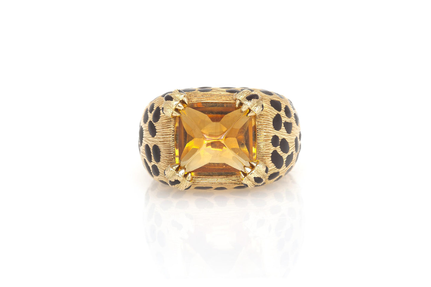 Vintage 1980s Dior Citrine Leopard Print Ring