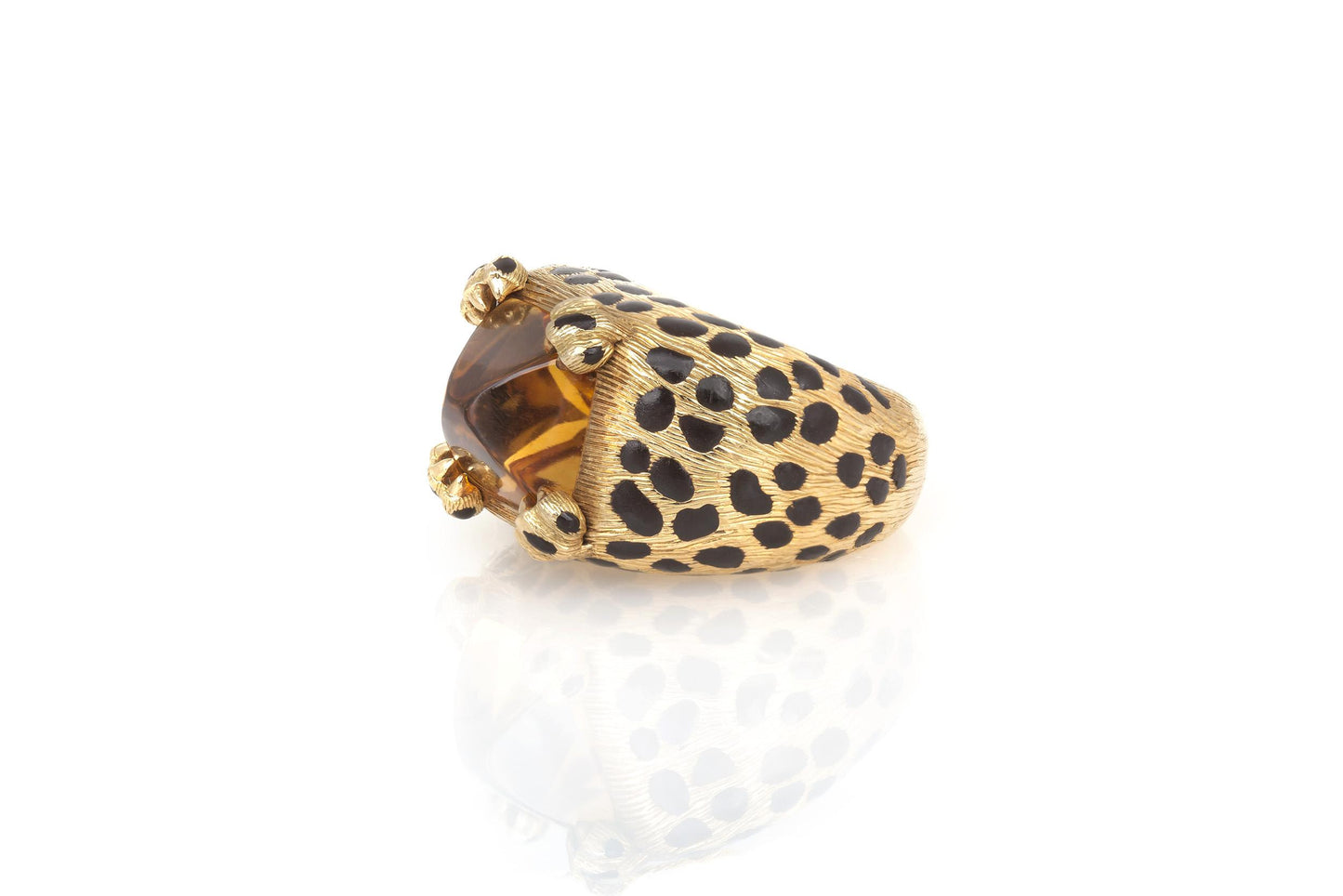 Vintage 1980s Dior Citrine Leopard Print Ring