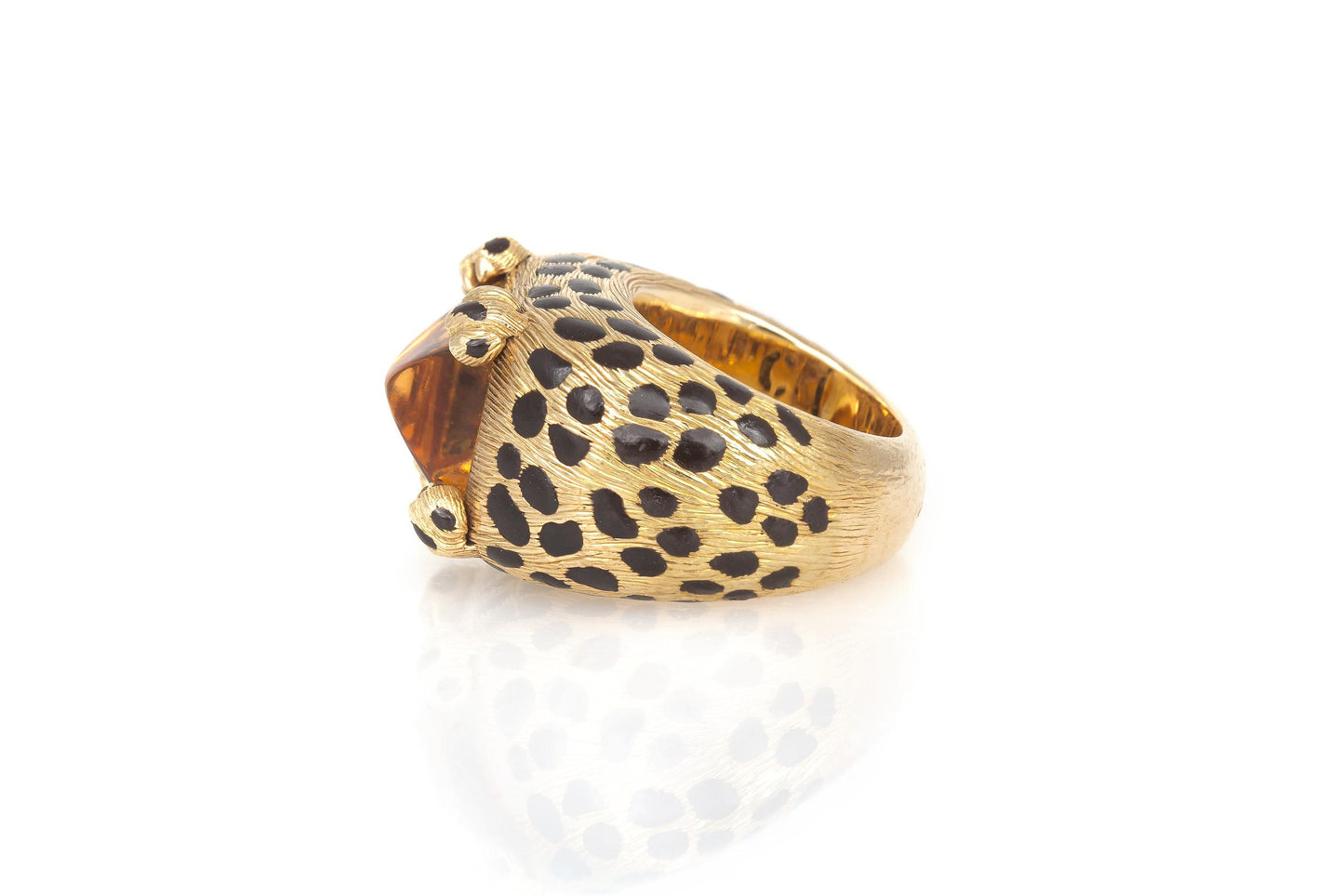 Vintage 1980s Dior Citrine Leopard Print Ring