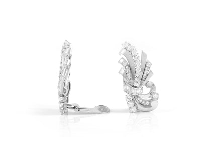 Vintage 1940s 4.00 Carat Diamond Climber Earrings