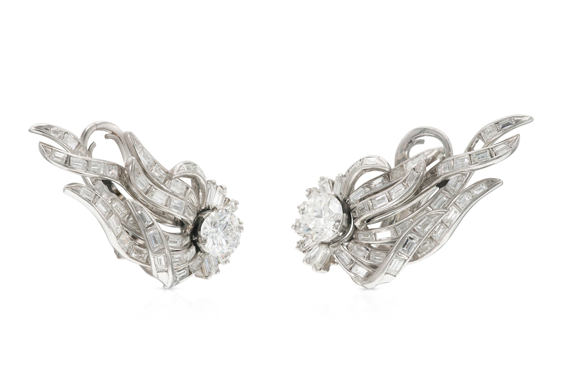 Vintage 1950s 7.60 Carat Diamond Climber Earrings