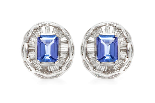 4.60 Carat Tanzanite & 4.11 Carat Diamond Earrings