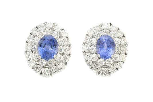 5.68 Carat Sapphire & 5.27 Carat Diamond Earrings