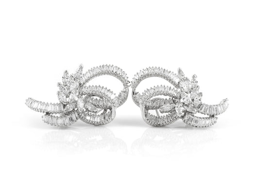 8.12 Carat Baguette and Marquise Cut Diamond Earrings