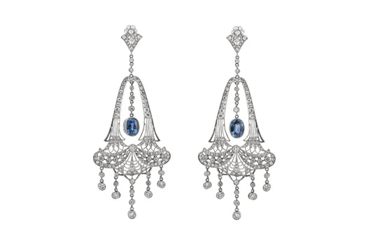 Diamond and Sapphire Chandelier Earrings