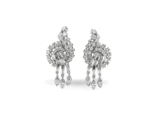 Vintage 1950s 6.00 Carat Diamond Earrings