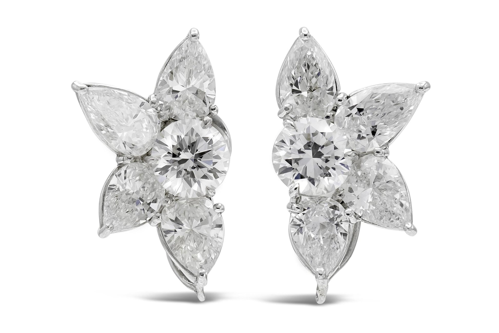 Harry Winston Diamond Cluster and Pear-Shaped Dangle Earrings