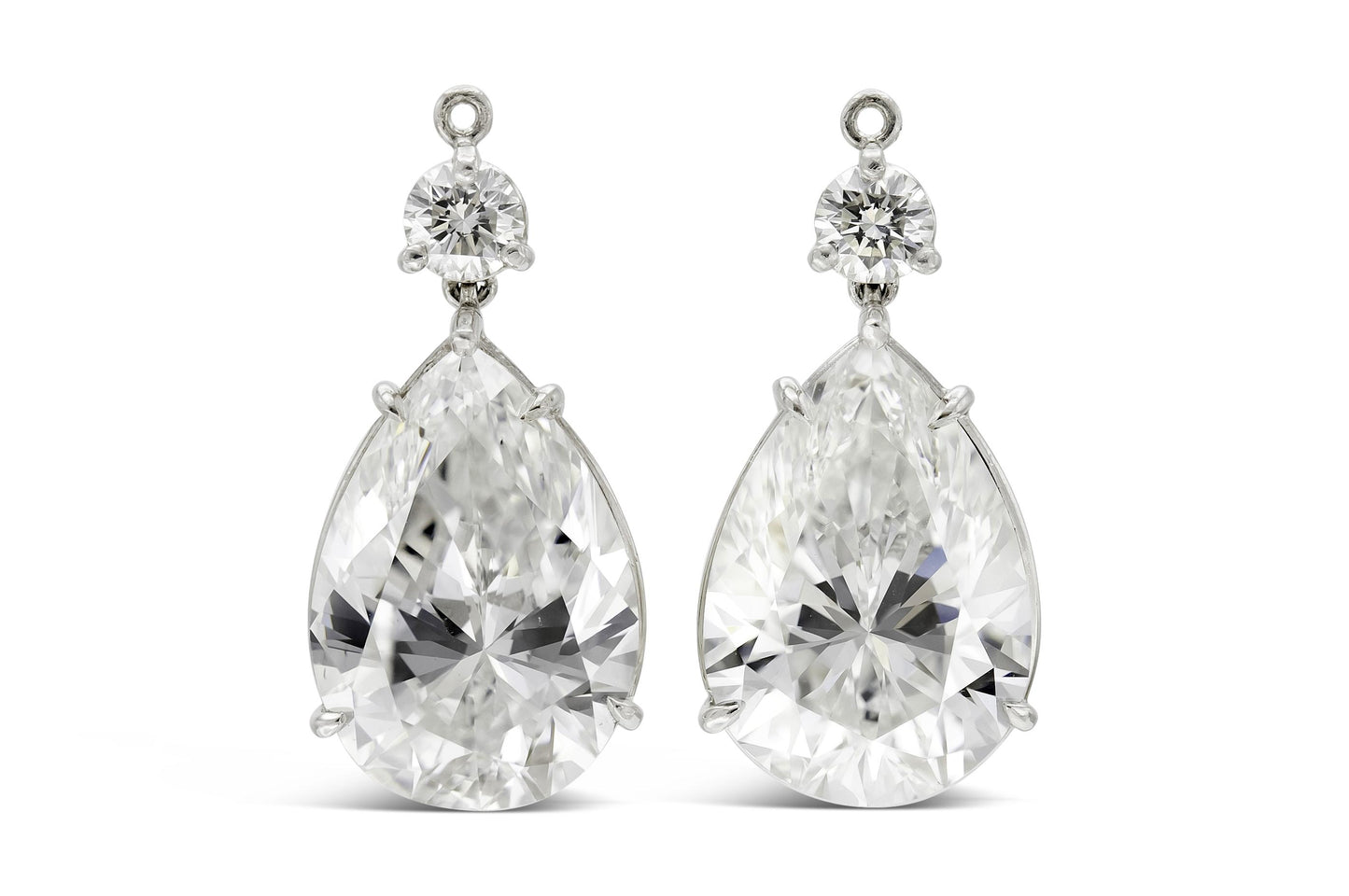 Harry Winston Diamond Cluster and Pear-Shaped Dangle Earrings