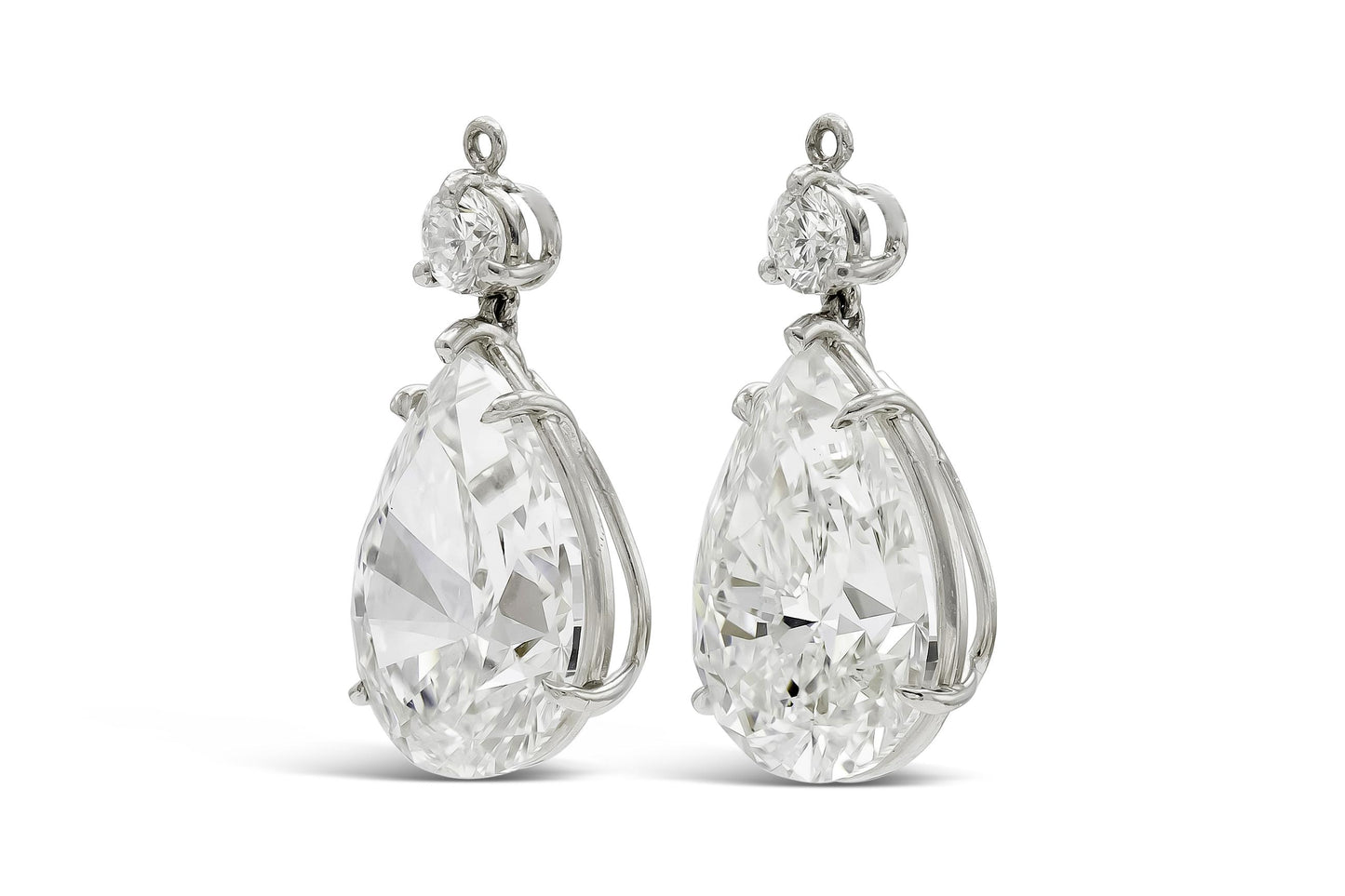 Harry Winston Diamond Cluster and Pear-Shaped Dangle Earrings