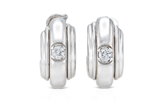 Vintage 1990s Piaget Huggie Earrings with Diamond