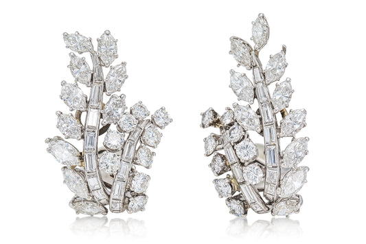 Vintage 1960s David Webb Diamond Leaf Earrings