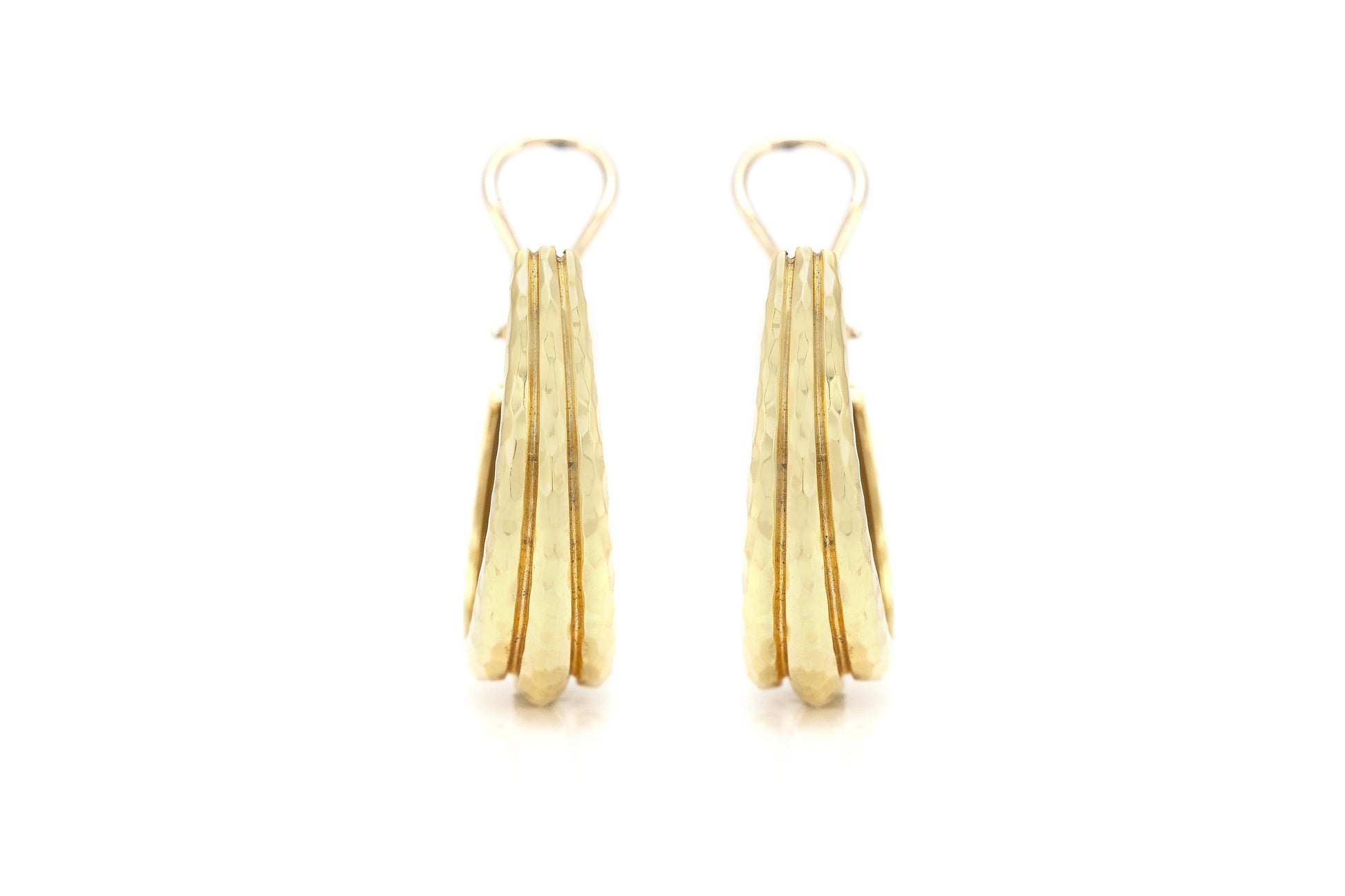 Henry Dunay Hammered Gold Shrimp Hoop Earrings