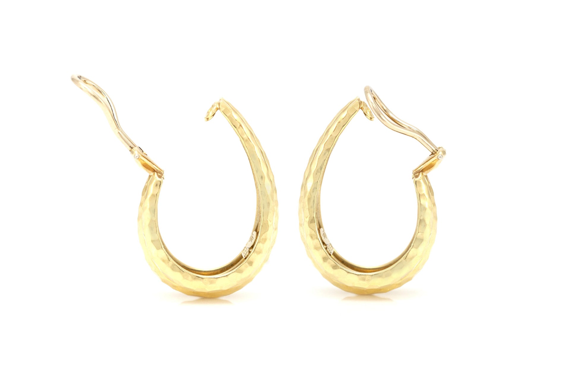 Henry Dunay Hammered Gold Shrimp Hoop Earrings