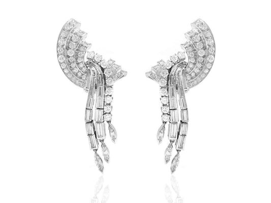 Vintage 1950s 5.00 Carat Diamond Dangle Earrings