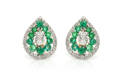 Vintage 1960s David Webb Emerald Diamond Earrings