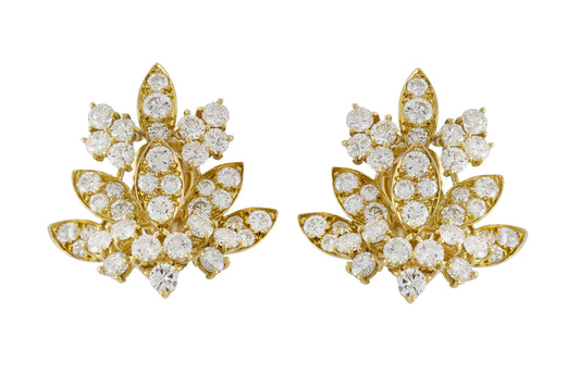 Vintage 1970s Van Cleef & Arpels Diamond Leaf Earrings