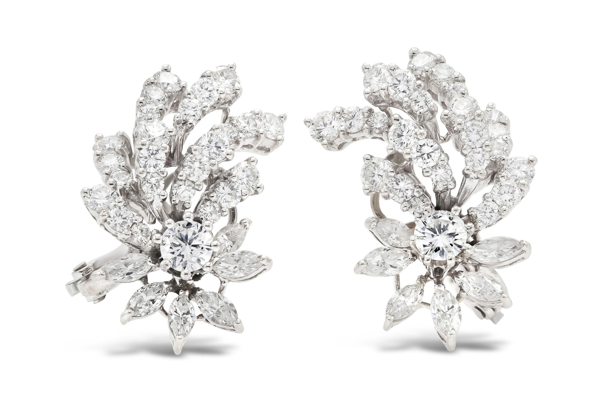 Vintage 1950s 3.80 Carat Multi-Cut Diamond Earrings