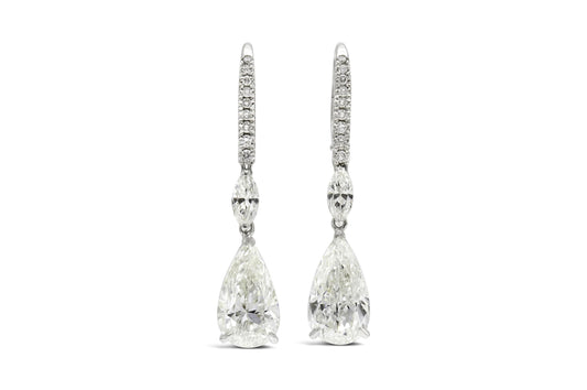 6.00 Carat Pear-Shaped Diamond Drop Earrings