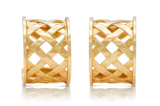 Verdura Gold Cage Huggie Earrings