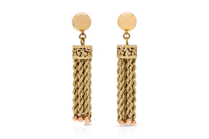 Vintage 1950s Gold Rope Tassel Earrings