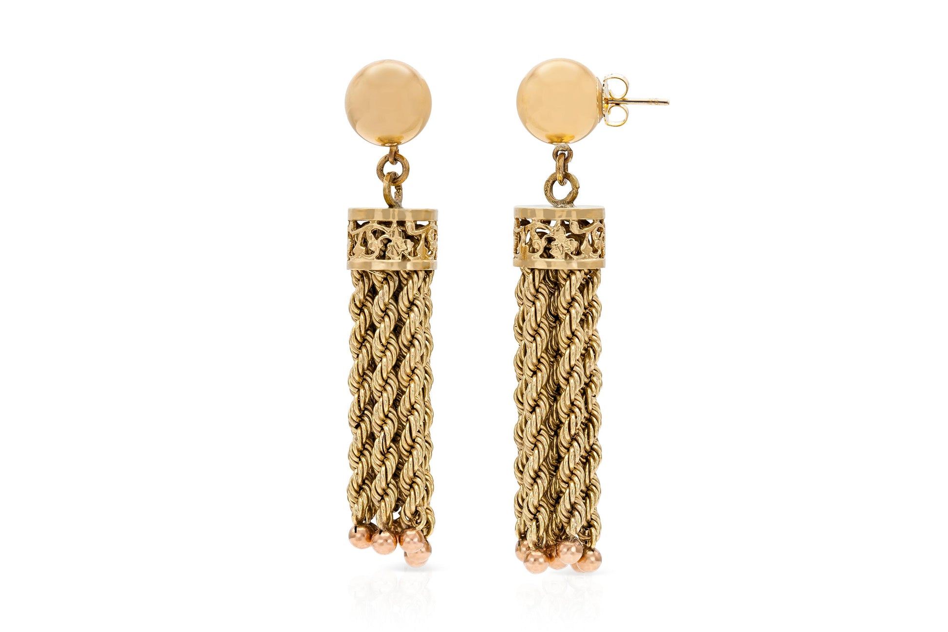 Vintage 1950s Gold Rope Tassel Earrings