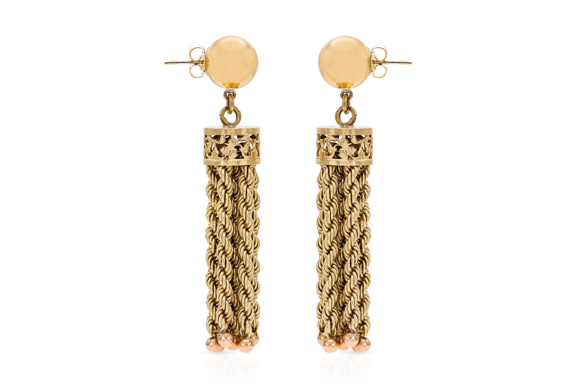 Vintage 1950s Gold Rope Tassel Earrings