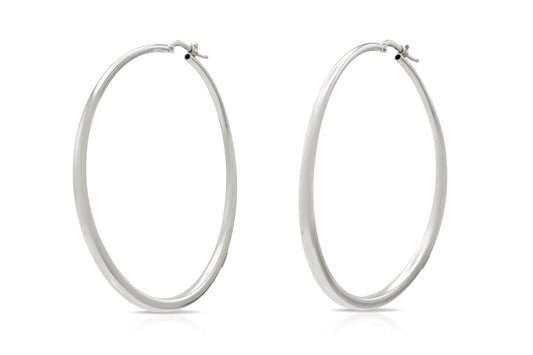 Roberto Coin White Gold Curved Hoop Earrings