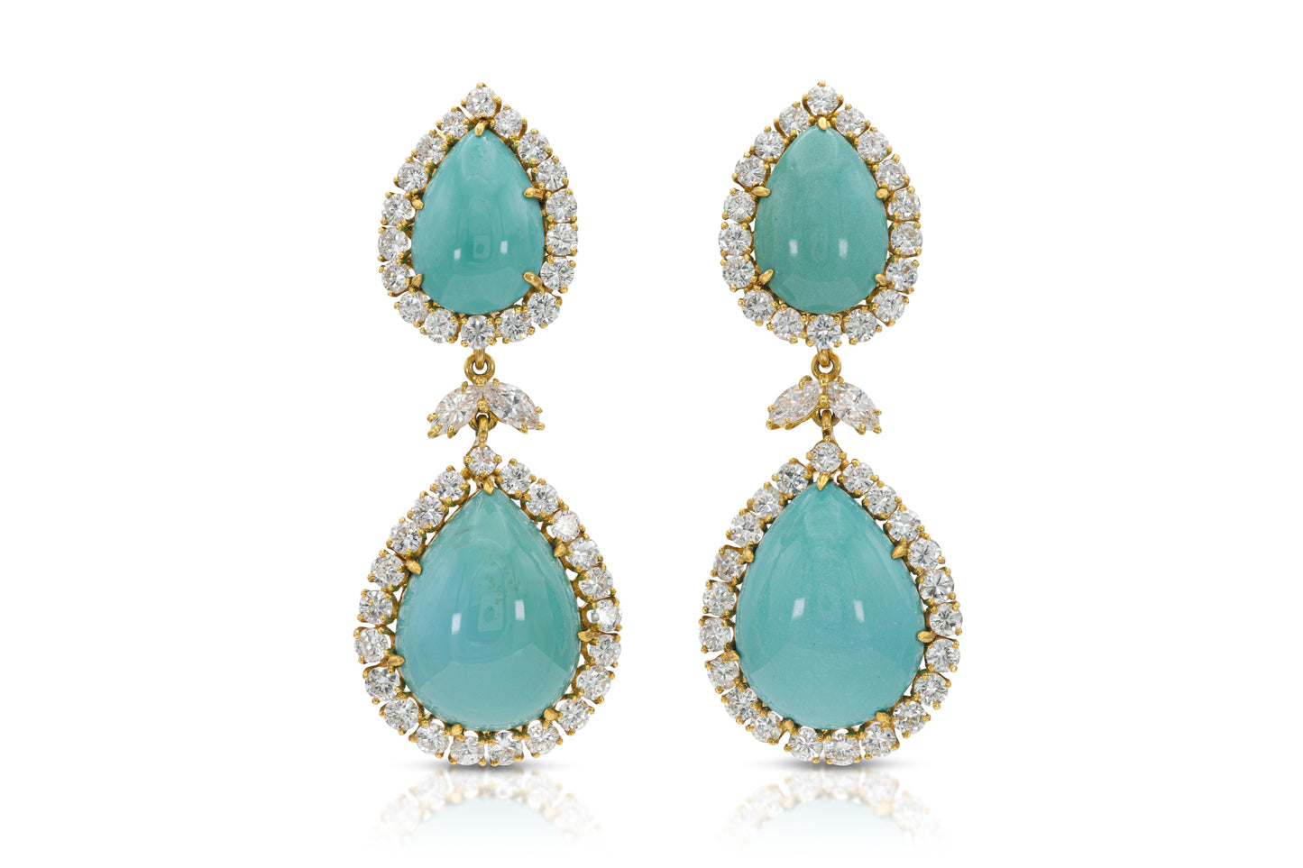 Vintage 1970s David Webb Turquoise and Diamond Detachable Dangle Earrings