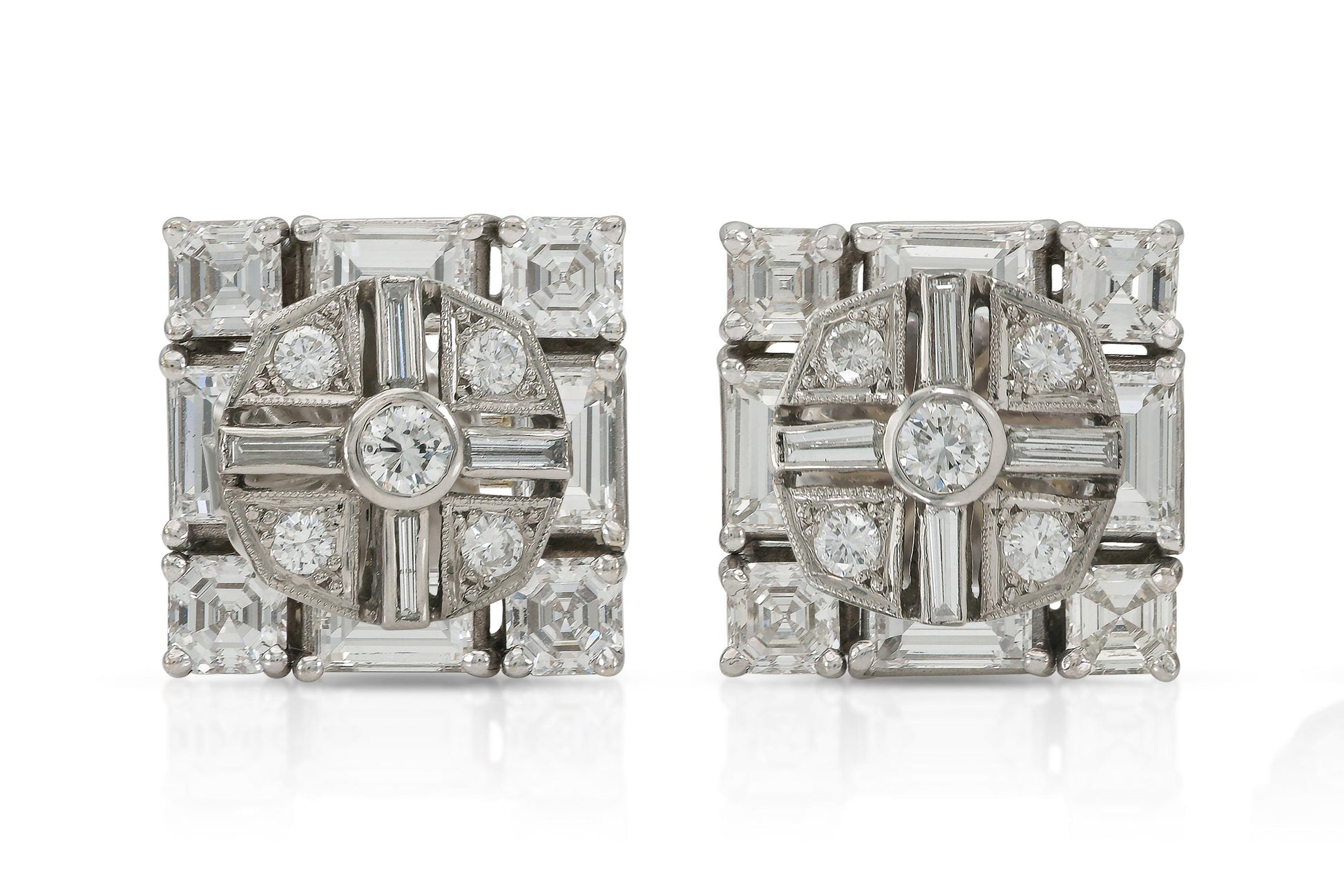 4.20 Carat Multi-Cut Diamond Detachable Stud Earrings