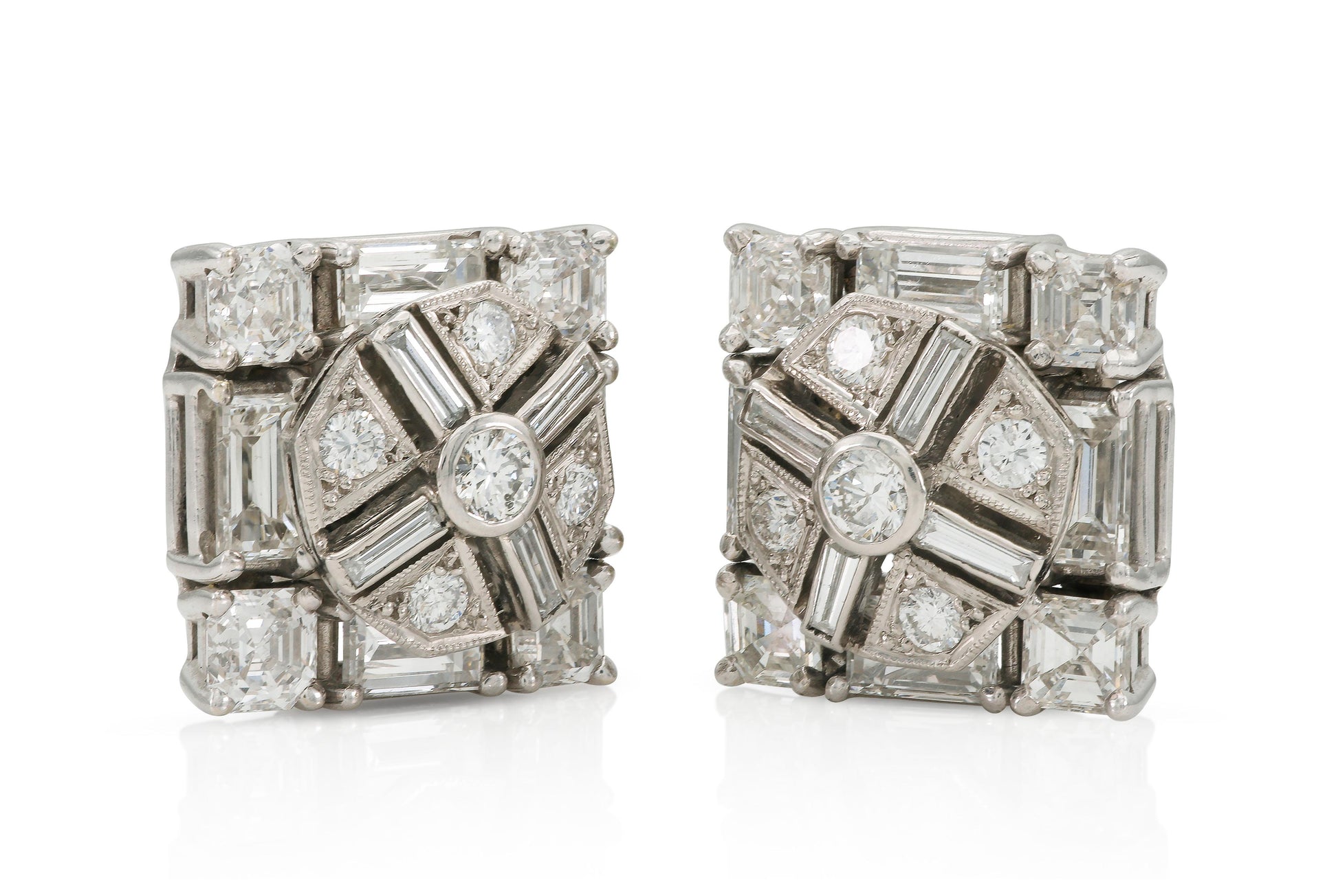 4.20 Carat Multi-Cut Diamond Detachable Stud Earrings