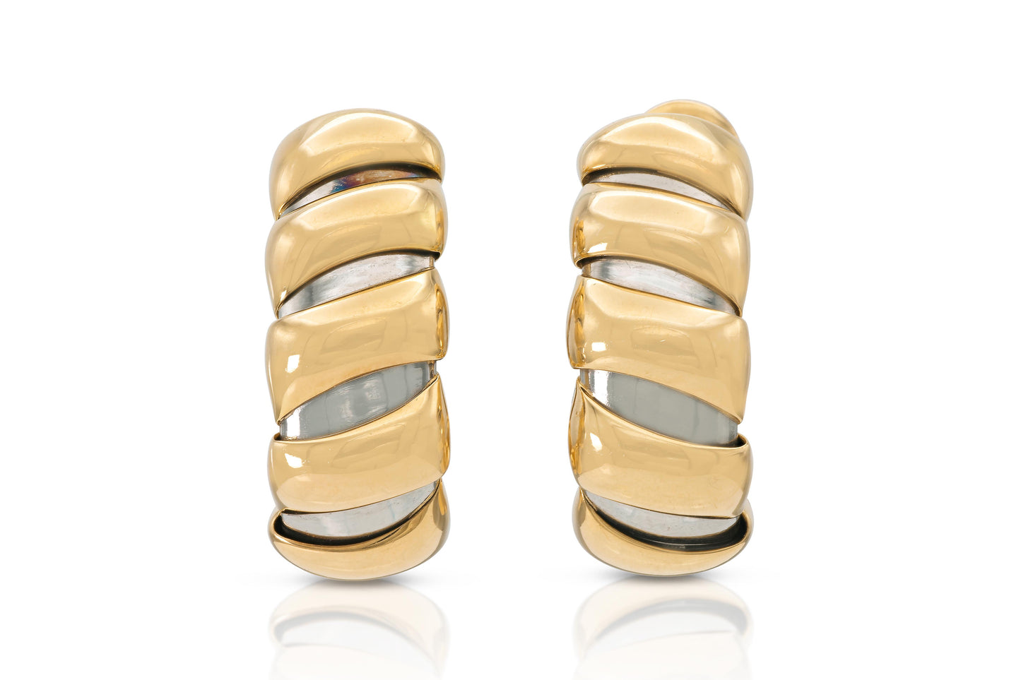 Bvlgari Two-Toned Tubogas Huggie Earrings