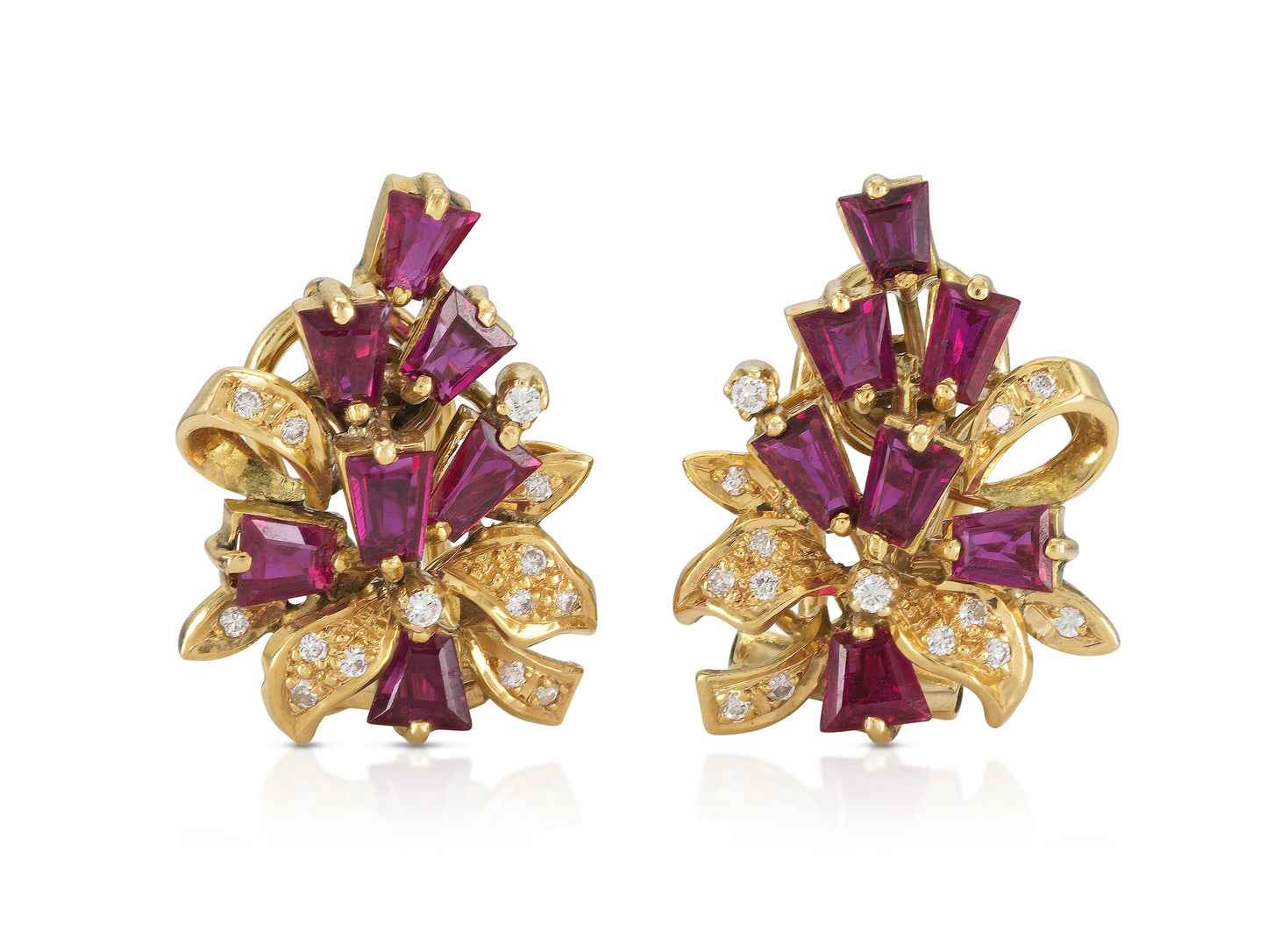 Vintage 1960s Ruby and Diamond Earrings