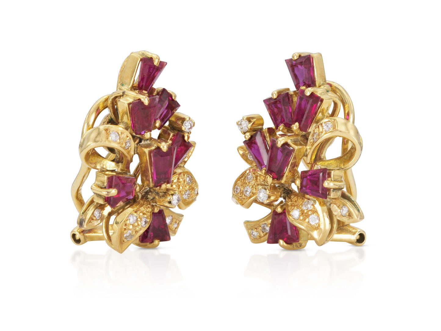 Vintage 1960s Ruby and Diamond Earrings