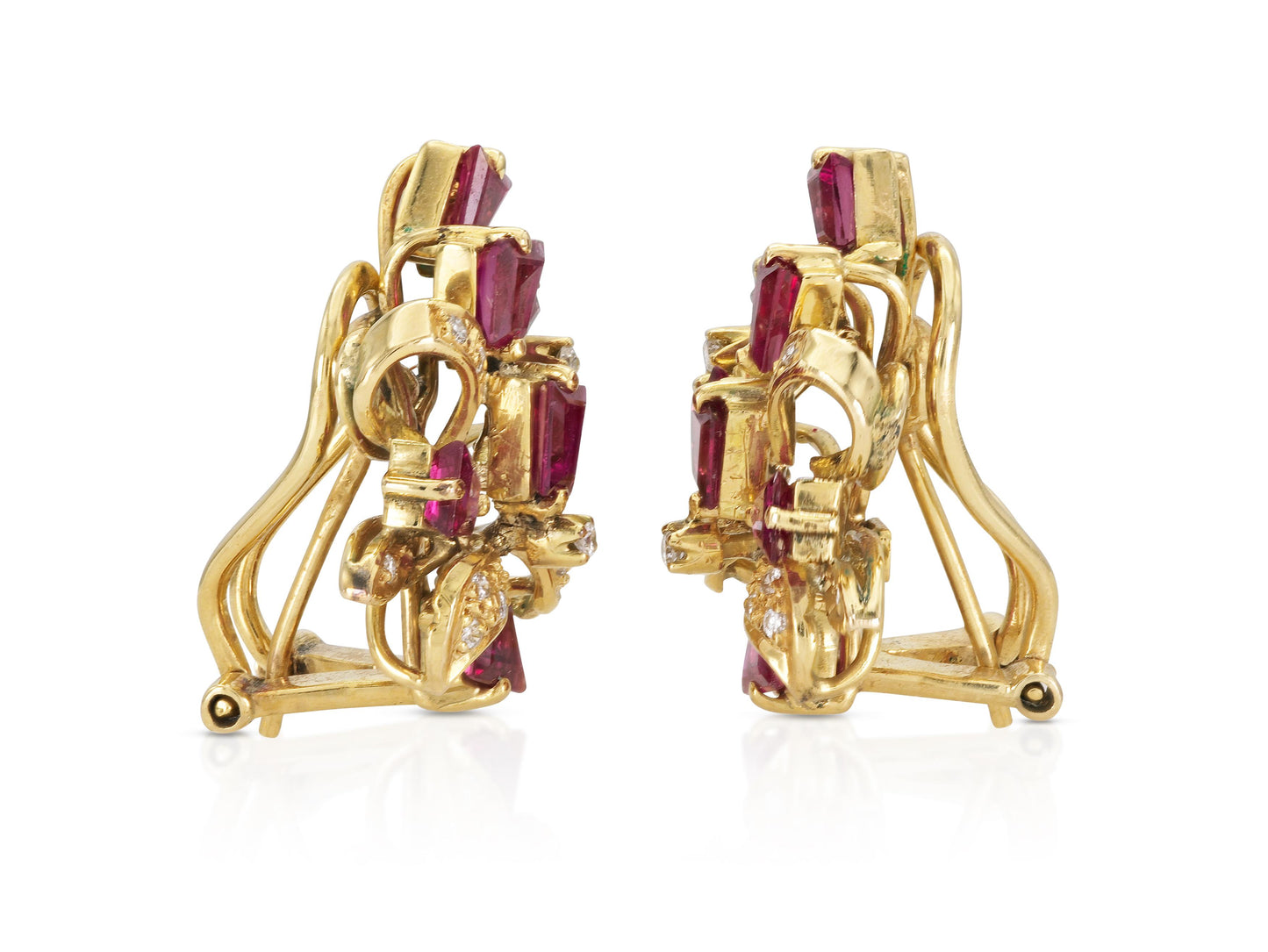 Vintage 1960s Ruby and Diamond Earrings