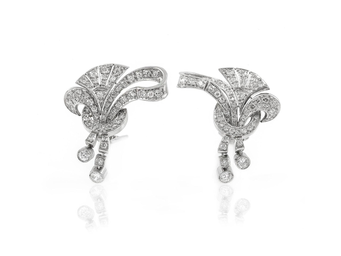 Vintage 1940s 4.30 Carat Diamond Earrings