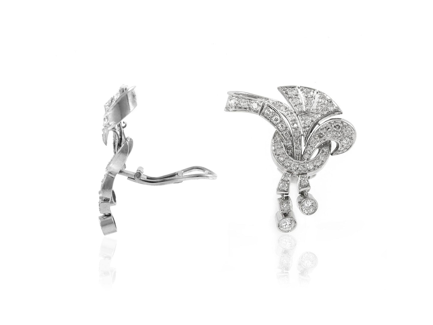 Vintage 1940s 4.30 Carat Diamond Earrings