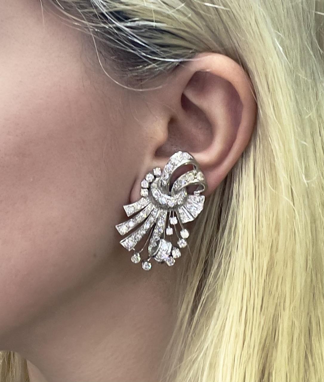 Vintage 1940s 6.00 Carat Diamond Earrings