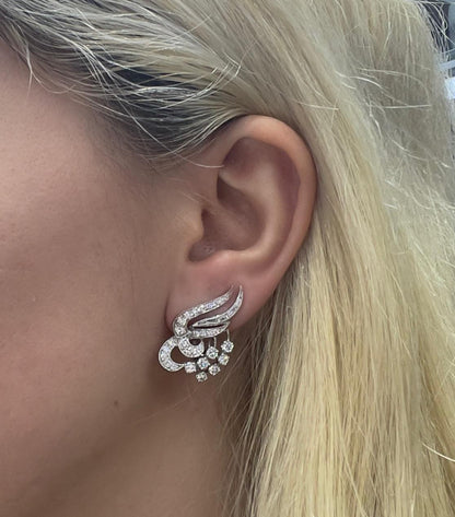 Vintage 1950s 4.00 Carat Diamond Earrings