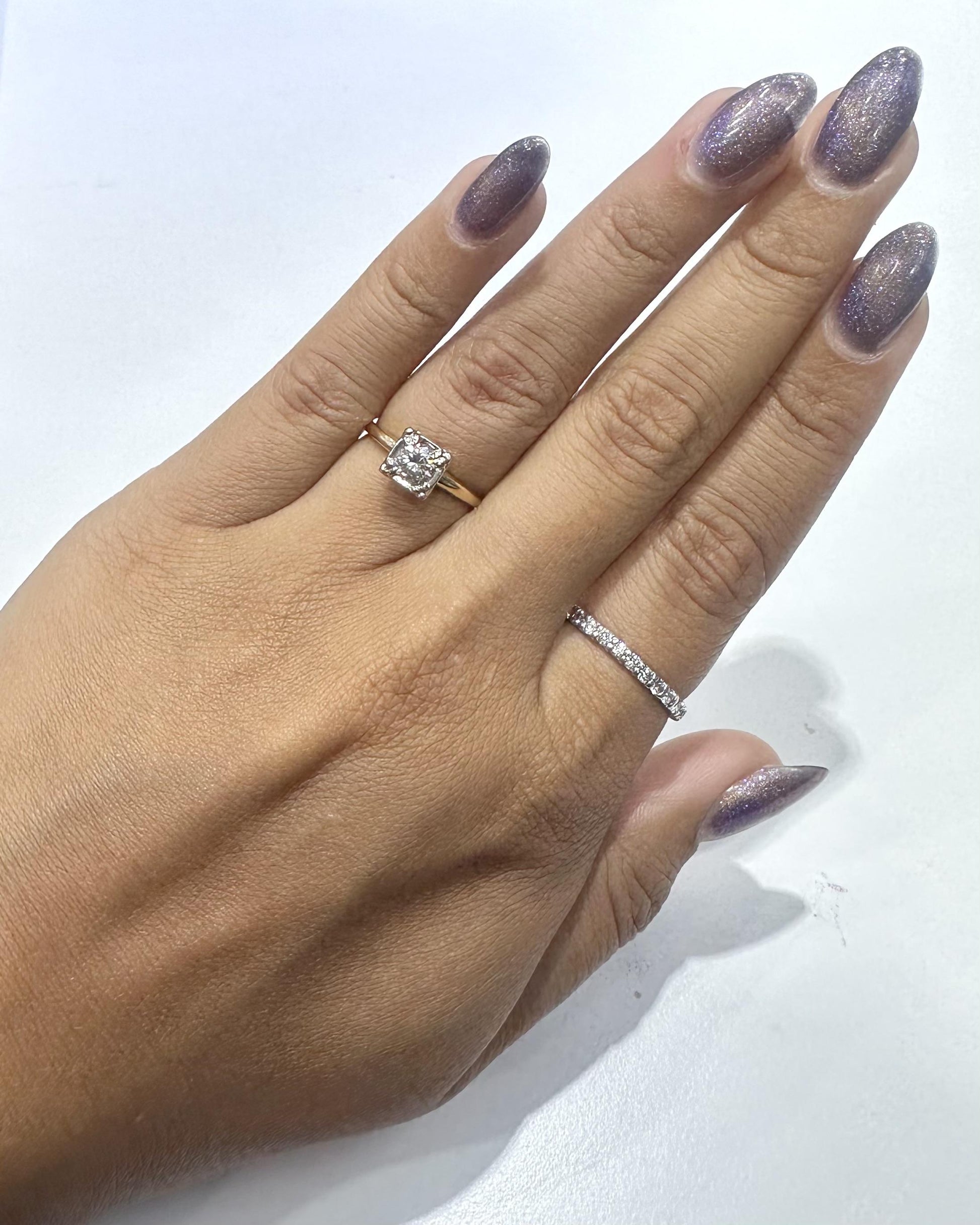 Vintage 1940s Retro 0.55 Carat Round Cut Diamond Square Set Engagement Ring