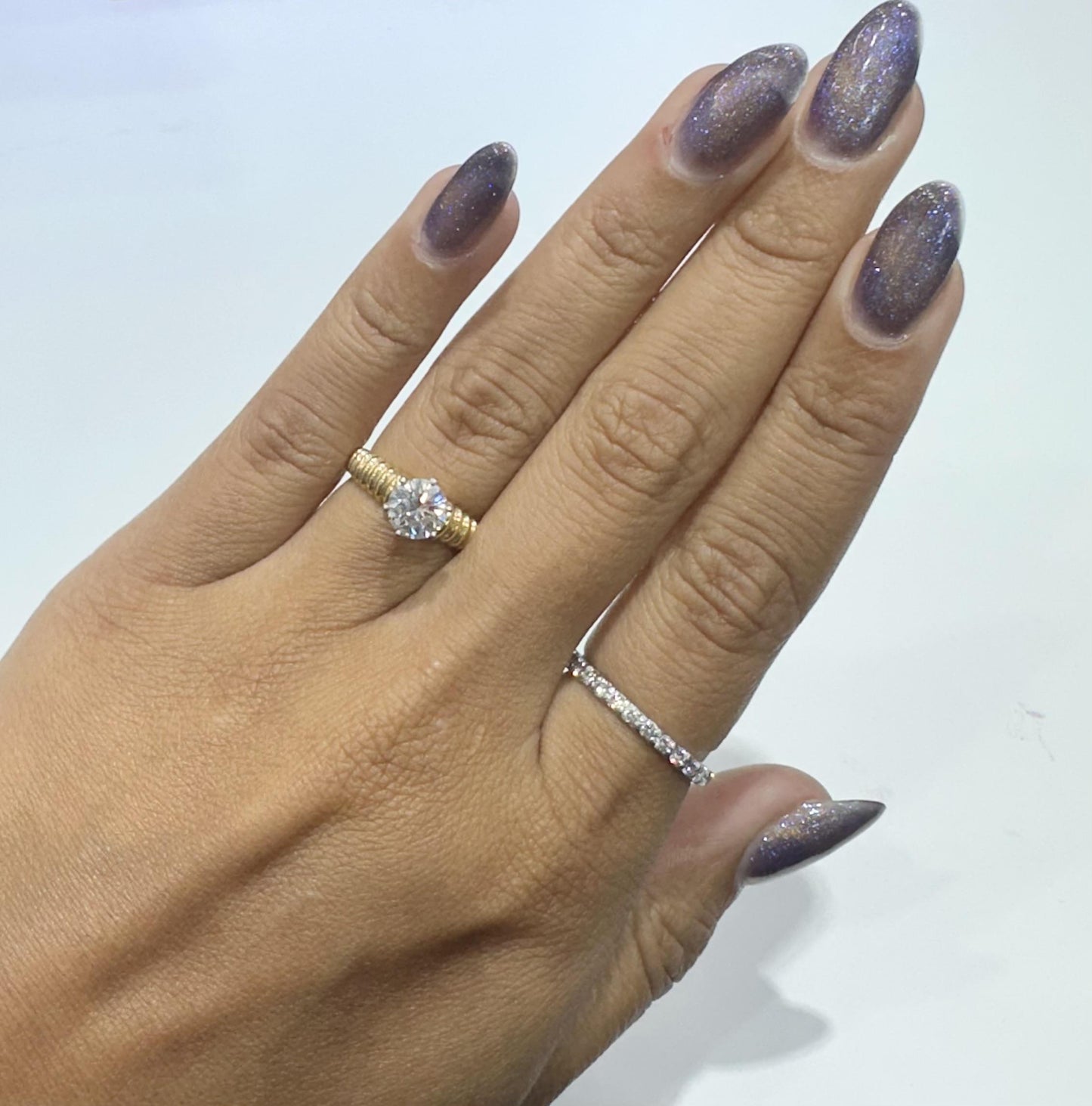 Vintage 1970s 1.22 Carat Round Cut Diamond Engagement Ring