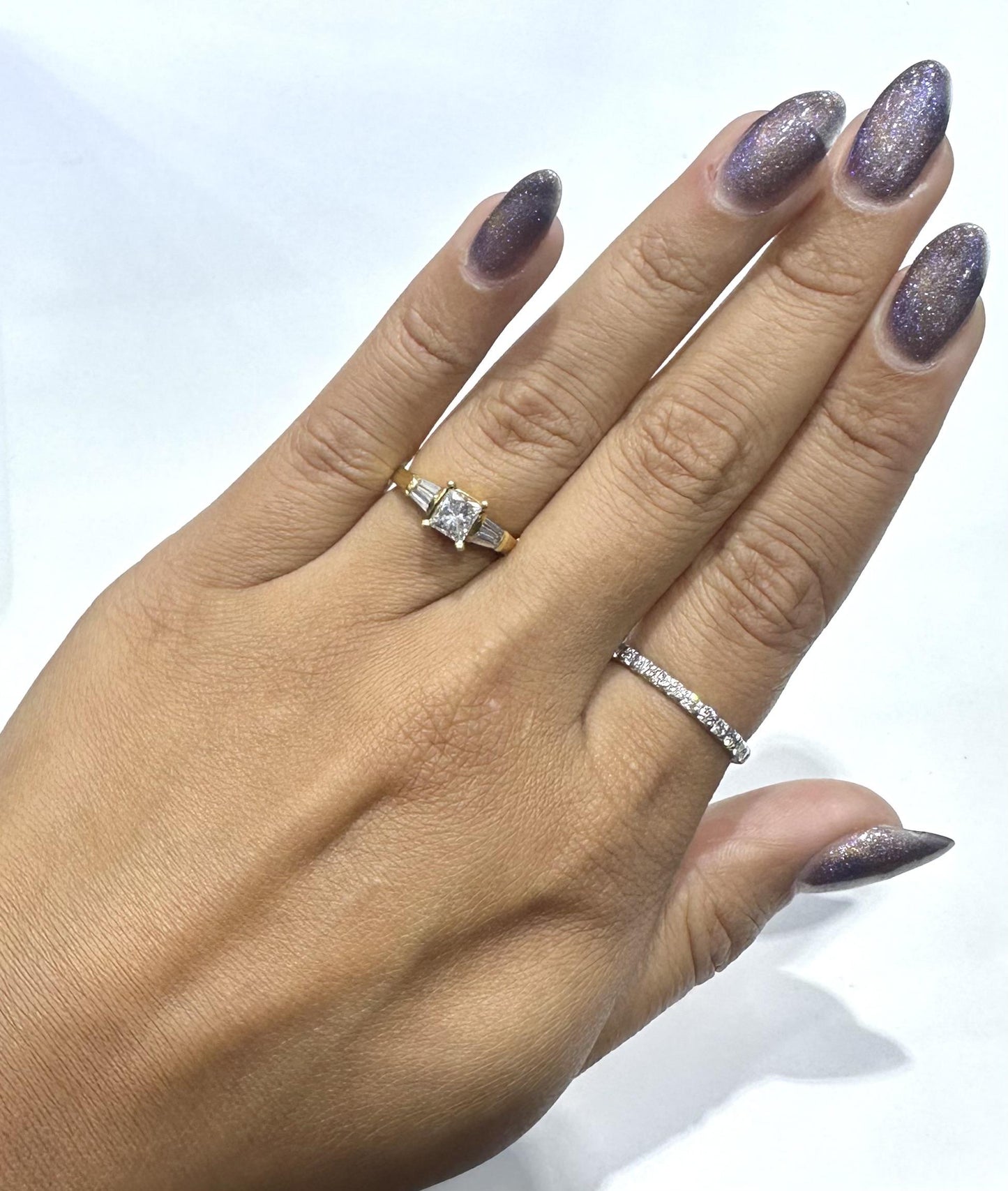 Vintage 1980s 1.06 Carat Princess Cut Diamond Engagement Ring