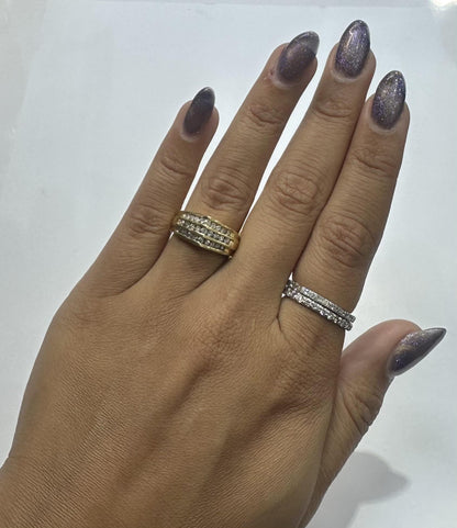 Vintage 1970s Pointed Dome Ring with Diamonds