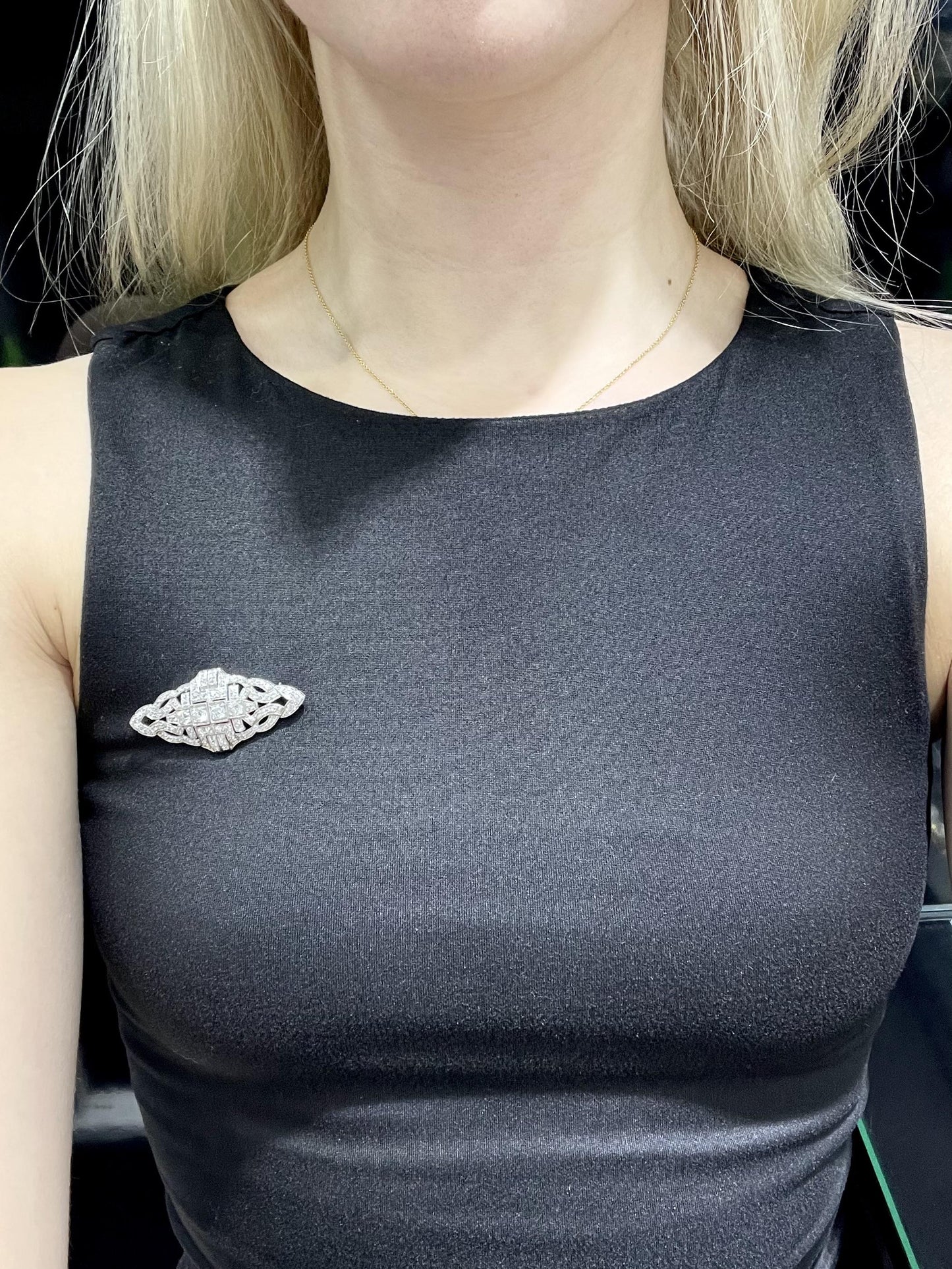 Antique Art Deco 1920s 4.00 Carat Diamond Openwork Brooch