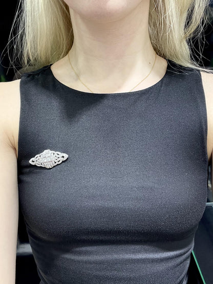 Antique Art Deco 1920s 4.00 Carat Diamond Openwork Brooch