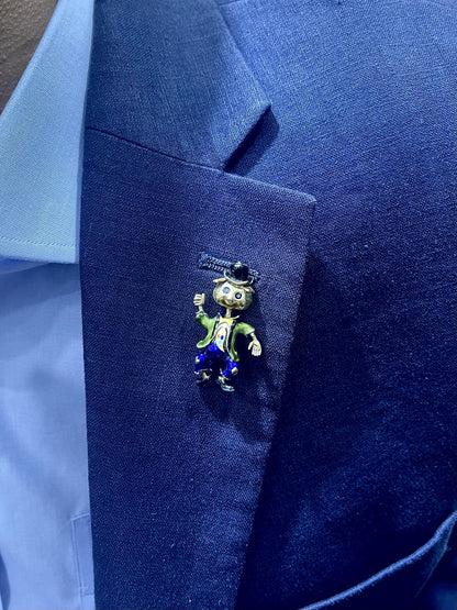 Vintage 1960s Enamel Scarecrow Brooch