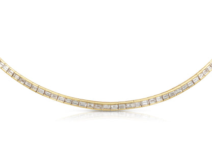 Vintage 1980s 15.00 Carat Baguette Cut Diamond Tennis Necklace